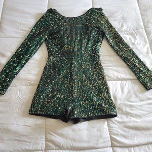 Green and Gold Party Romper